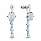 Серьги пусеты  4700998А опал,